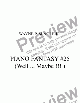 page one of PIANO FANTASY #25 (Well... Maybe !!!)