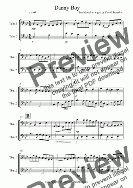 page one of Danny Boy for Tuba Duet