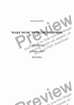 page one of MADRIGAL (Pastiche) ’MAKE MUSIC WITH THE MILFORDS’ for SATB unaccompanied Voices