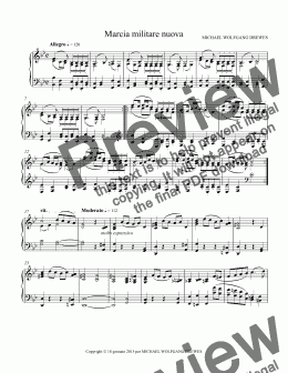 page one of Marcia militare nuova per il pianoforte