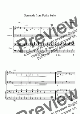 page one of Borodin - Serenade from Petite Suite for Piano Trio (Vln.Cello.& Piano)