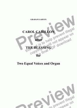 page one of CAROL - ’CAROL CARILLON’  after the BLESSING for two Equal Voices and organ