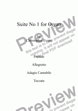 page one of Suite No 1 for Organ