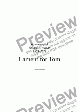 page one of Lament for Tom