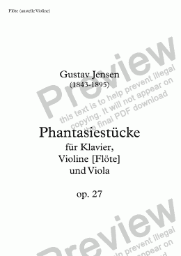 page one of Jensen, G., Phantasiestücke für Violine, Viola und Klavier op. 27 – Flöte (anstelle Violine)
