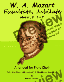 page one of Mozart: Exsultate, Jubilate Motet for Flute Choir