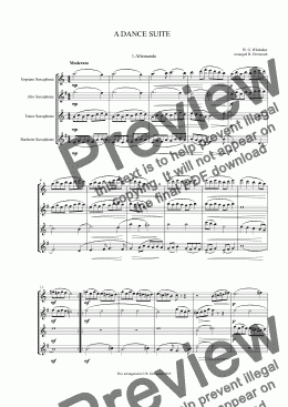 page one of Whittaker - A DANCE SUITE for Sax Quartet SATB