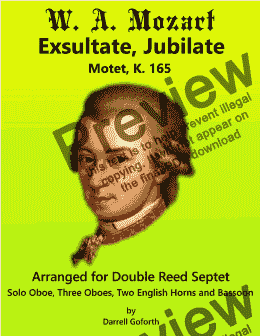 page one of Mozart: Exsultate, Jubilate for Double Reed Septet