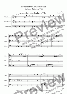 page one of 10 Popular Christmas Carols for low recorder trio (TTB/ATB)