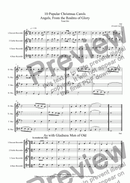 page one of 10 Popular Christmas Carols for recorder quartet DTTB/SATB