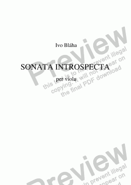 page one of SONATA INTROSPECTA per viola