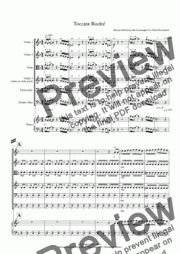 page one of Toccata by Bach Rocks! for String Orchestra