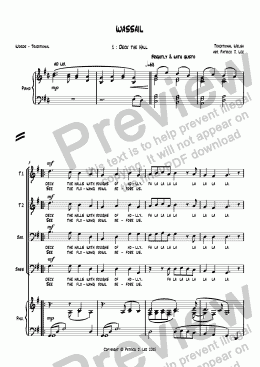 page one of Wassail (for TTBB chorus and piano)
