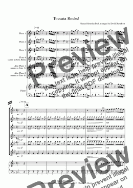 page one of Toccata by Bach Rocks! for Flute Quartet