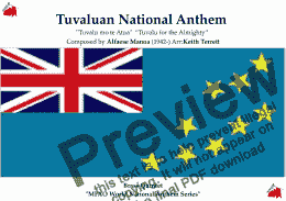 page one of Tuvaluan National Anthem ’’Tuvalu mo te Atua’’ “Tuvalu for the Almighty” for Brass Quintet (MFAO World National Anthem Series)