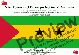 page one of São Tomé and Príncipe National Anthem for Brass Quintet ''MFAO World National Anthem Series''
