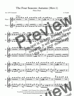 page one of The Four Seasons: Autumn (Mov.1): Flute Duet