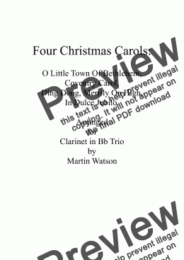 page one of Four Christmas Carols for Bb Clarinet Trio