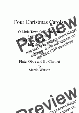 page one of Four Christmas Carols for Flute, Oboe and Bb Clarinet