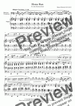 page one of Home Run for trombone/baritone & organ
