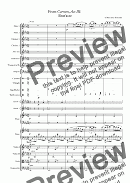 page one of BIZET - Entr’acte from Act III Carmen (arranged for training orchestra)