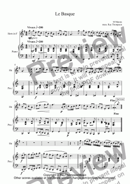 page one of Marais: Le Basque (solo horn with piano)
