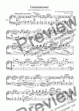 page one of Gratulationer for piano solo