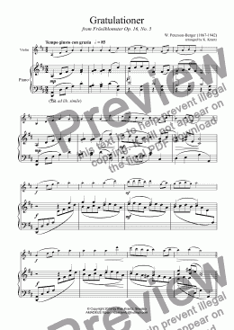 page one of Gratulationer for violin and piano