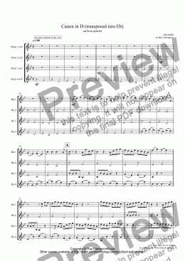 page one of Pachelbel: Canon in D (transposed into Eb) arr. horn quartet
