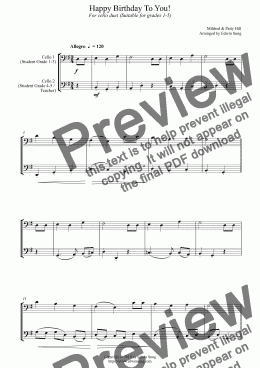 page one of Happy Birthday To You! (for cello duet, suitable for grades 1-5) (159CODU01)