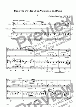 page one of "Andante con moto" from Piano Trio, Op.1 for Oboe, Violoncello & Piano