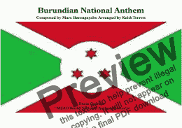 page one of Burundian National Anthem Burundi Bwacu (Our Burundi) for Brass Quintet (World National Anthem Series)