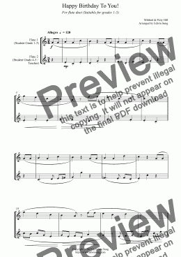 page one of Happy Birthday To You! (for flute duet, suitable for grades 1-5) (159FLDU01)