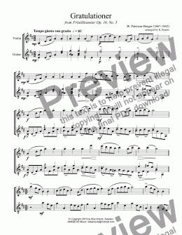 page one of Gratulationer for violin and guitar