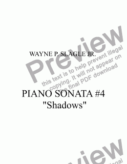page one of PIANO SONATA #4   "Shadows"