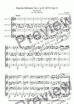 page one of Schubert: Marche Militaire No.1 in D  D733 Op.51 arr. horn quartet
