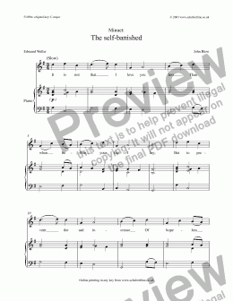 page one of Minuet: The self-banished [Blow]