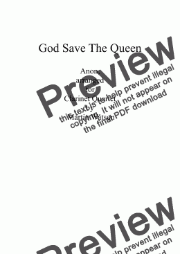 page one of God Save The Queen for Clarinet Quartet