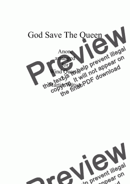 page one of God Save The Queen for Wind Quartet