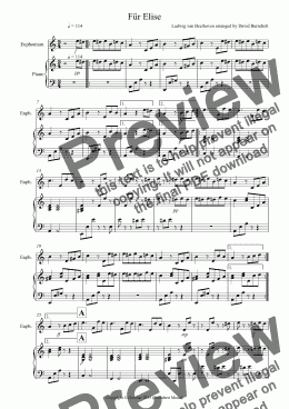 page one of Für Elise for Euphonium and Piano