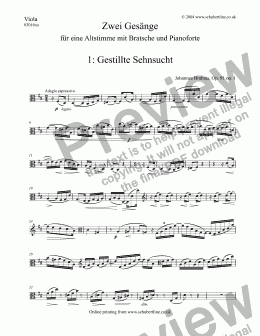 page one of Gestillte Sehnsucht - Viola part
