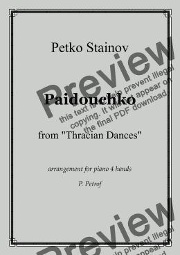 page one of P. Stainov - PAIDOUCHKO - piano 4 hands