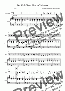 page one of We Wish You a Merry Christmas for Trombone and Piano