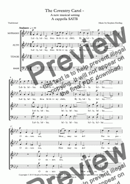 page one of THE COVENTRY CAROL - A New Musical Setting SATB a cappella