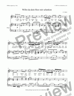 page one of Willst du dein Herz mir schenken [fr. Anna Magdalena Notebook,  BWV 518: sop. or tenor]
