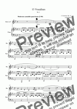 page one of Vocalise for Horn and Piano Nr.1