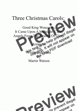 page one of Three Christmas Carols for Violin and Viola