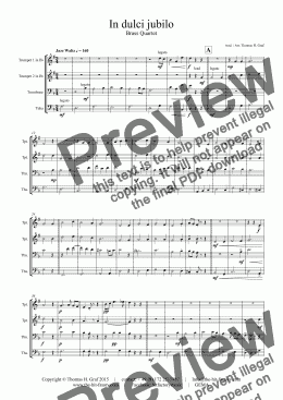 page one of In dulci jubilo - Christmas Song - Jazz Waltz - Brass Quartet