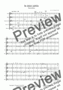 page one of In dulci jubilo - Christmas Song - Jazz Waltz - Wind Quintet