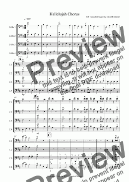 page one of Hallelujah Chorus for Cello Quartet